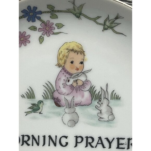 Morning Prayer Ceramic Wall Plate Ucagco Japan 7-1/2" Vintage Child Nursery - Picture 3 of 8